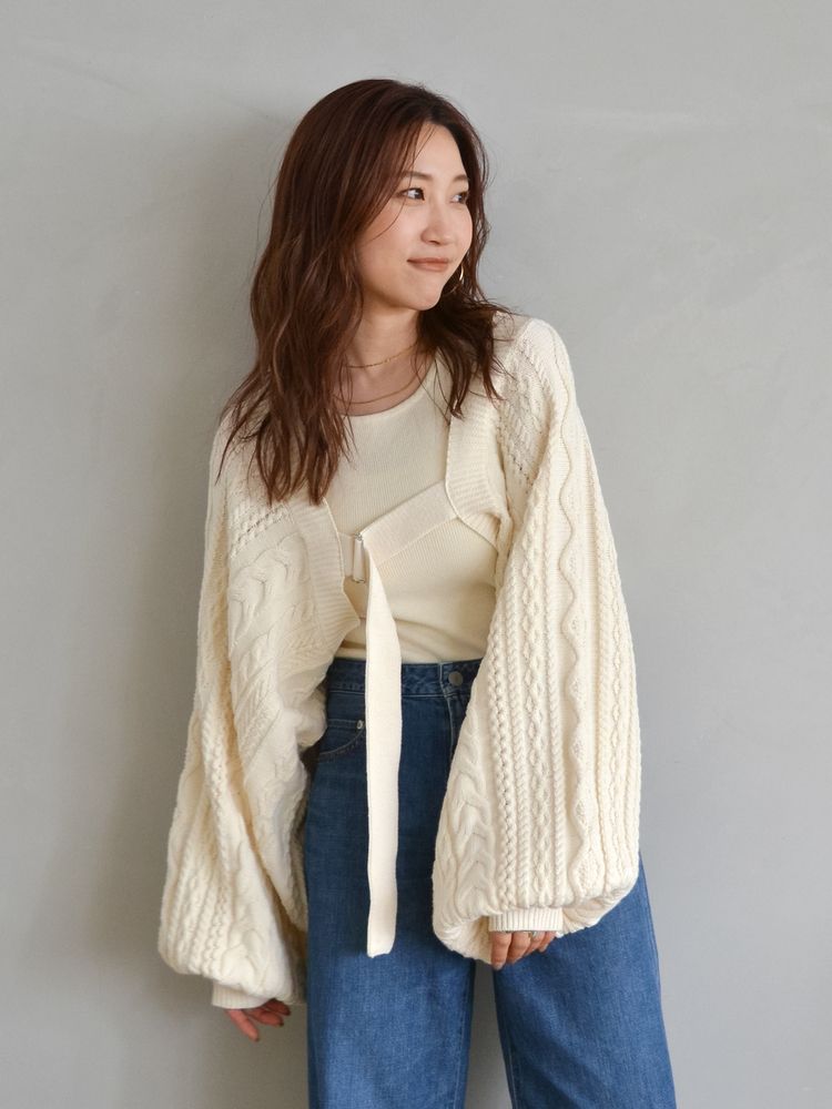 cable knit bolero set (ivory) *JP