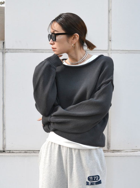 crew neck knit (charcoal) *JP