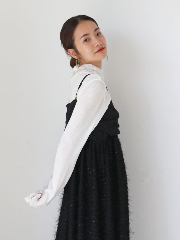 sequin design cami dress (black) *JP