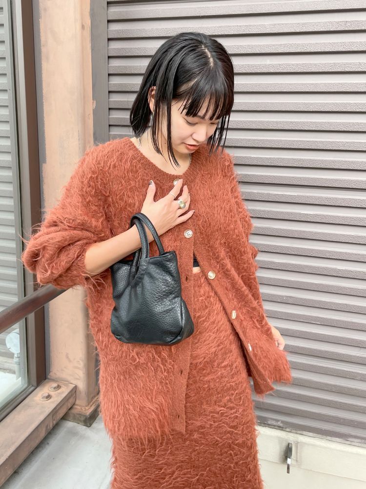 feather knit cardigan (orange) *JP