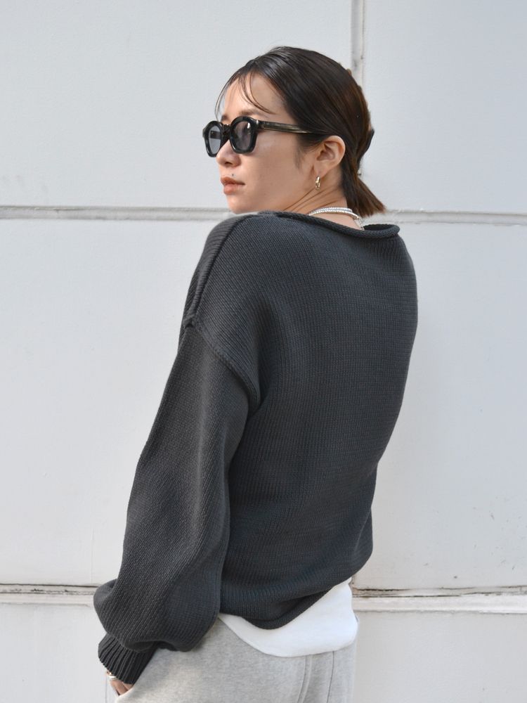 crew neck knit (charcoal) *JP