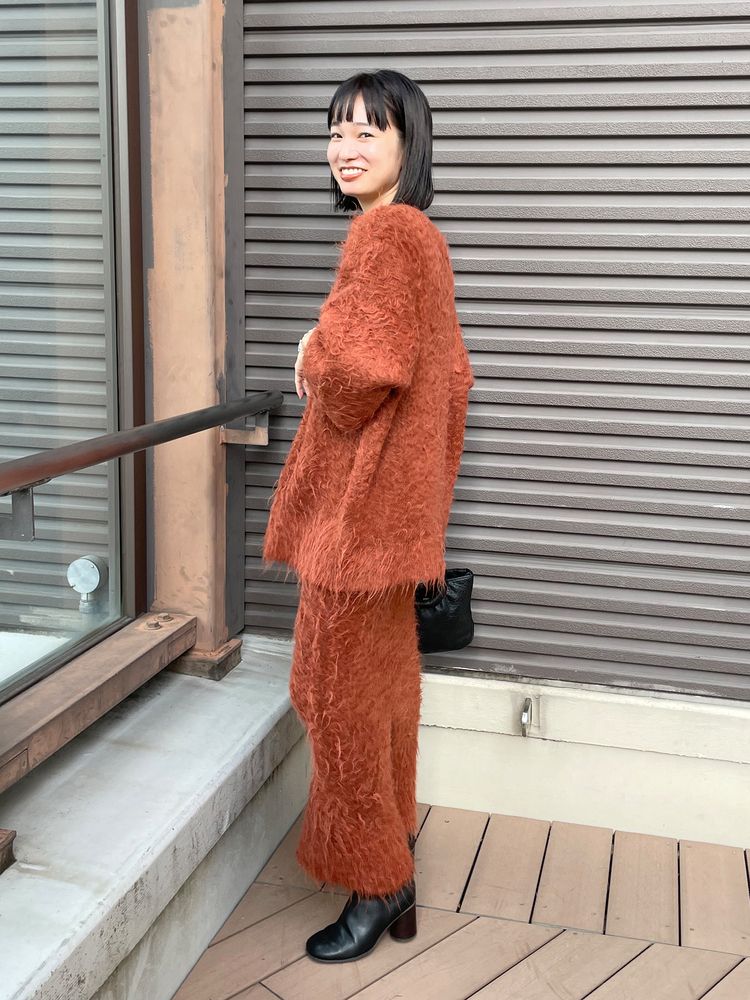 feather knit cardigan (orange) *JP