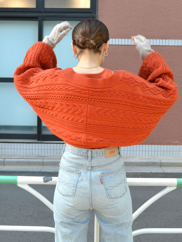 cable knit bolero set (orange) *JP