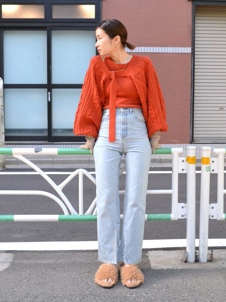 cable knit bolero set (orange) *JP