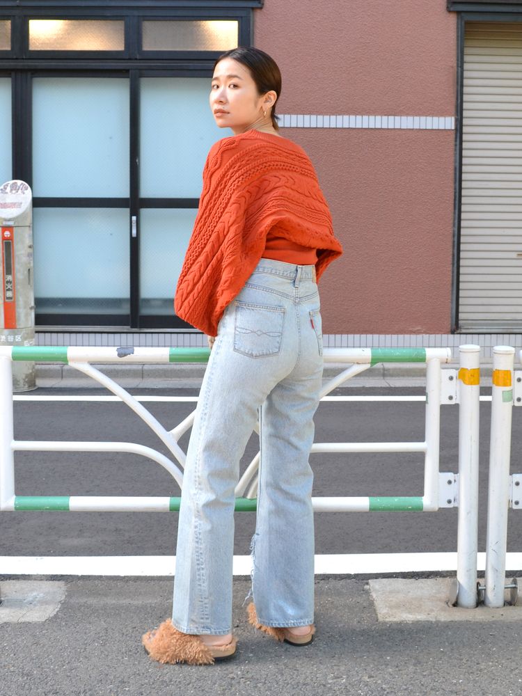 cable knit bolero set (orange) *JP