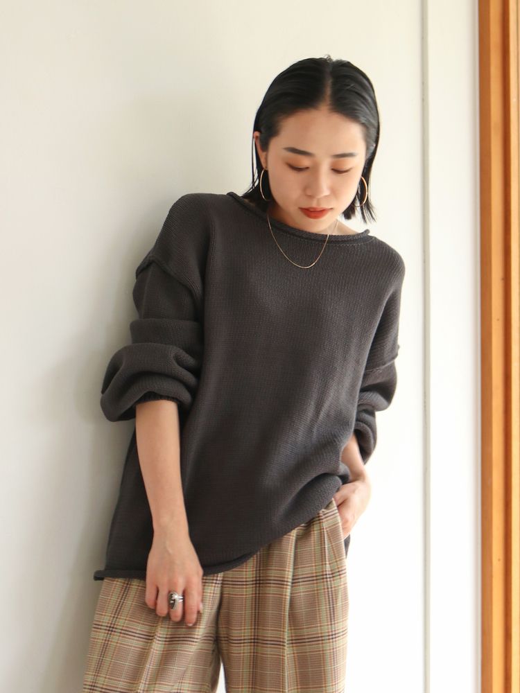 crew neck knit (charcoal) *JP