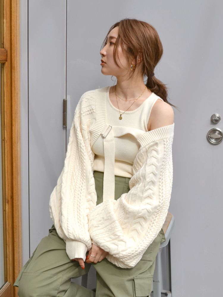 cable knit bolero set (ivory) *JP