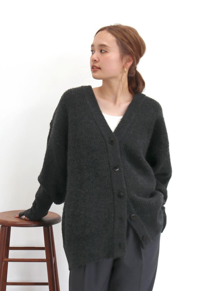 soft knit cardigan (charcoal) *JP