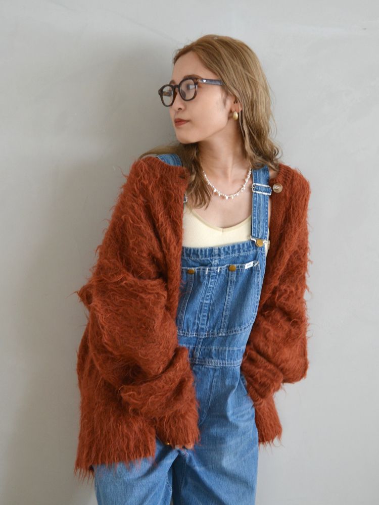 feather knit cardigan (orange) *JP