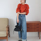 sleeve gathered blouse (orange) *JP