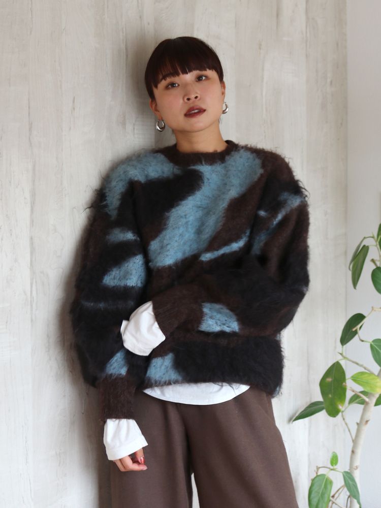 shaggy jacquard knit (brown) *JP