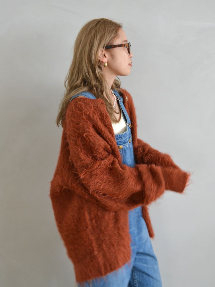 feather knit cardigan (orange) *JP