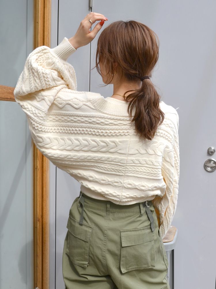 cable knit bolero set (ivory) *JP