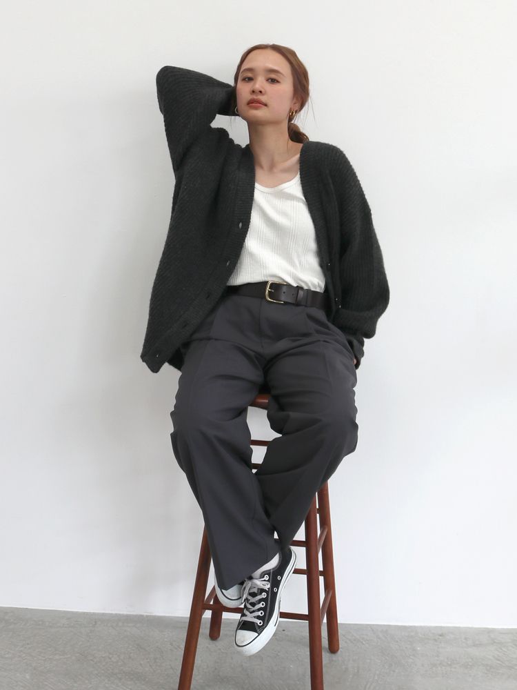 soft knit cardigan (charcoal) *JP