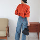 sleeve gathered blouse (orange) *JP