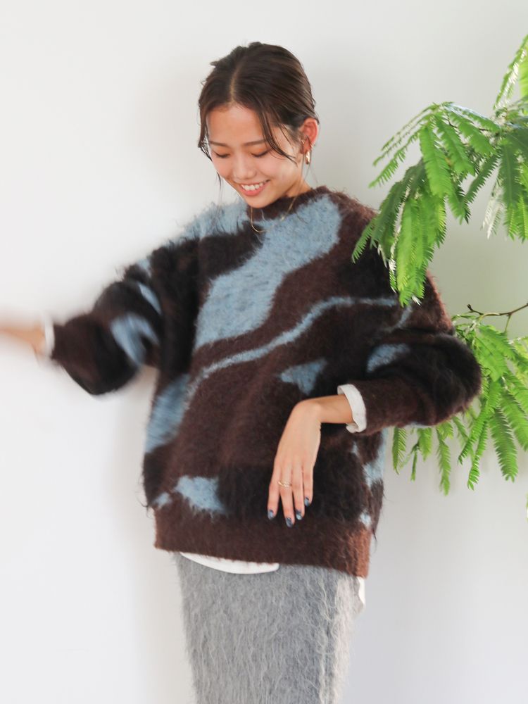 shaggy jacquard knit (brown) *JP