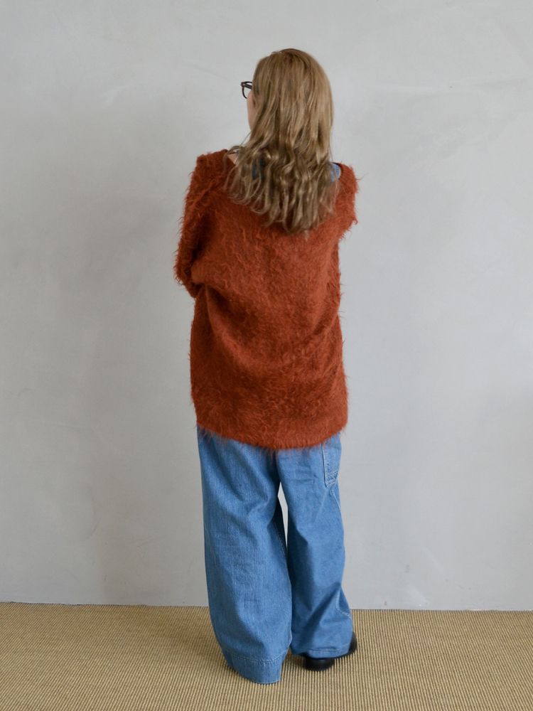 feather knit cardigan (orange) *JP