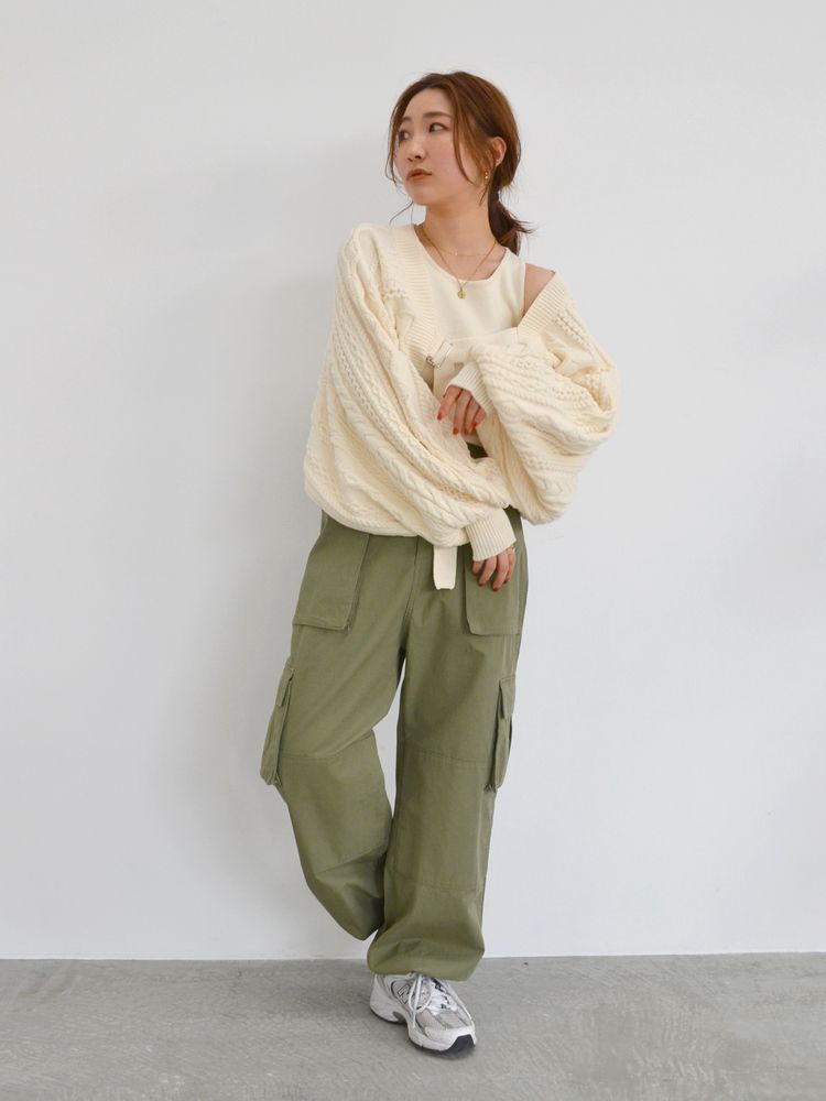 cable knit bolero set (ivory) *JP