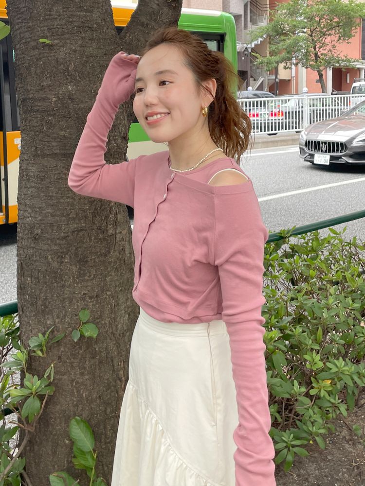 long sleeve tee set (pink) *JP