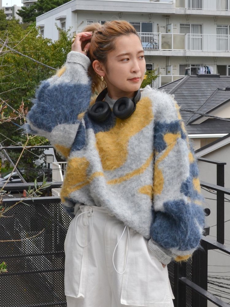 shaggy jacquard knit (blue) *JP