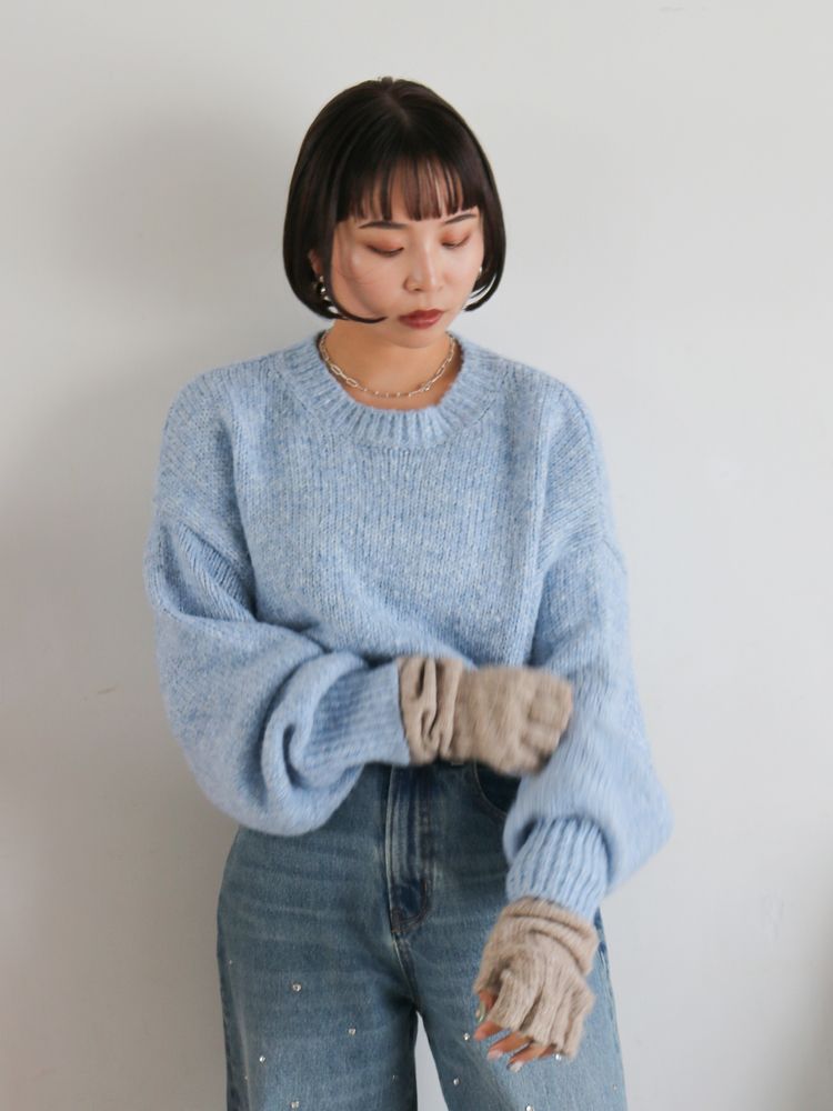 mohair blend loose knit (blue) *JP