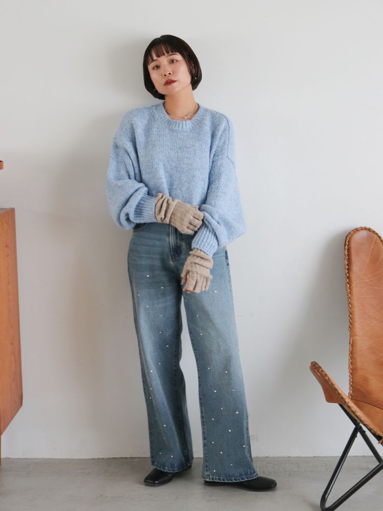 mohair blend loose knit (blue) *JP