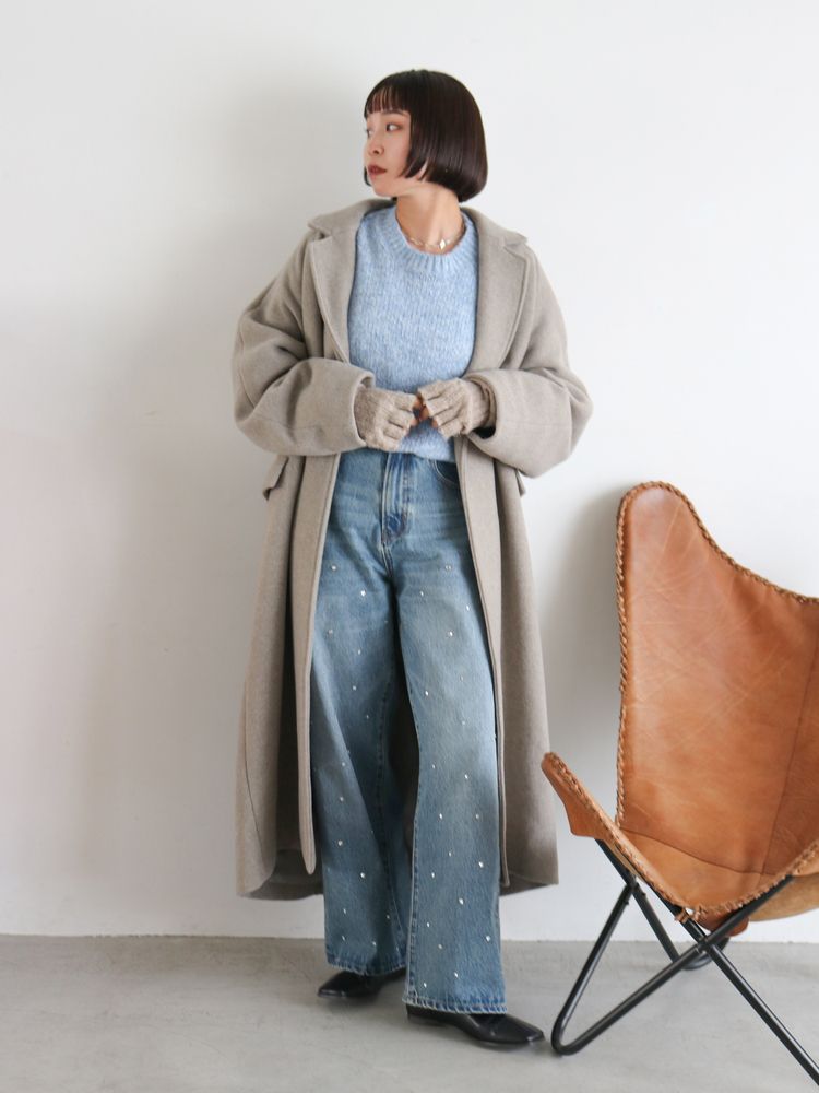 mohair blend loose knit (blue) *JP