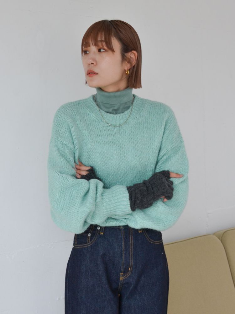 mohair blend loose knit (green) *JP