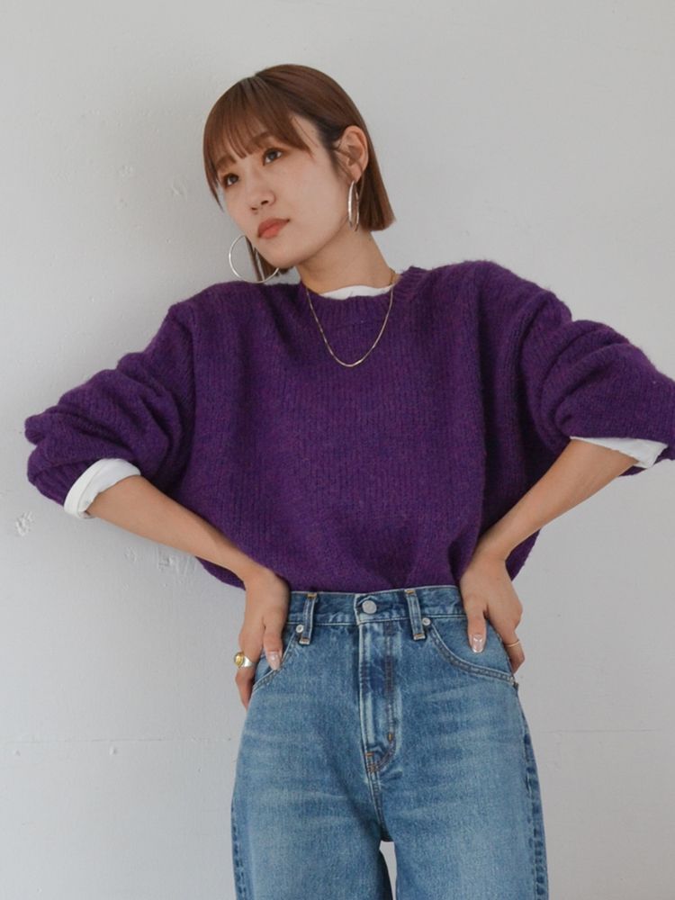 mohair blend loose knit (purple) *JP