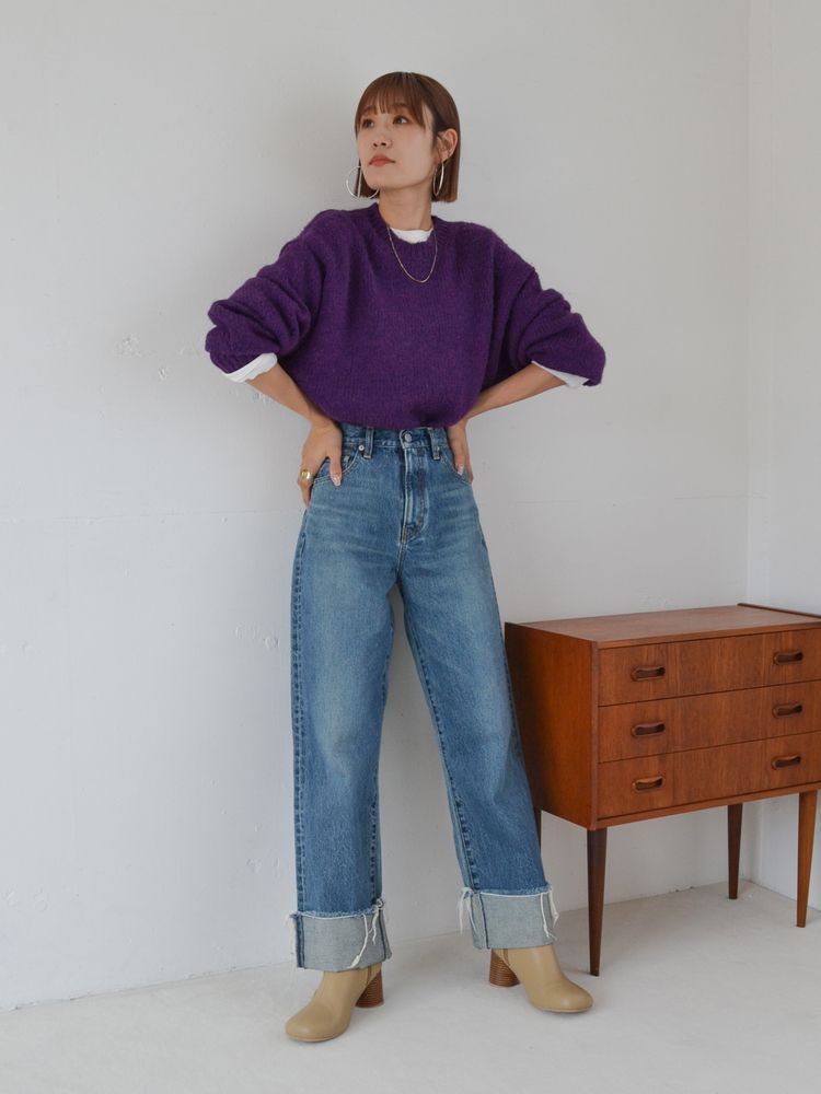 mohair blend loose knit (purple) *JP