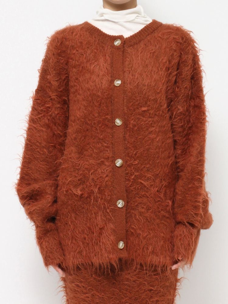 feather knit cardigan (orange) *JP