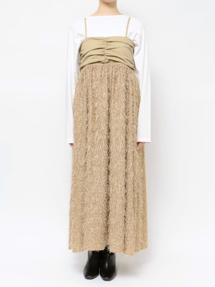 sequin design cami dress (beige) *JP