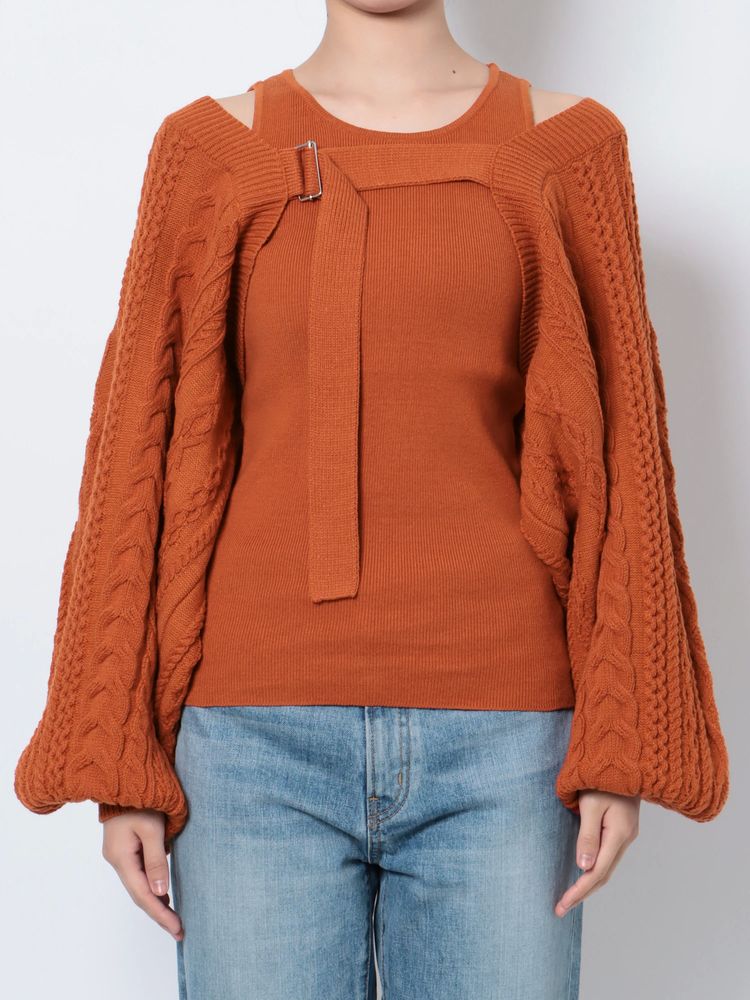 cable knit bolero set (orange) *JP