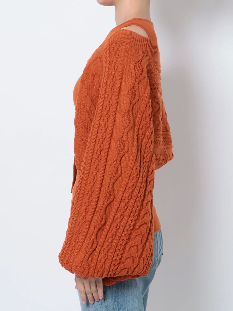 cable knit bolero set (orange) *JP