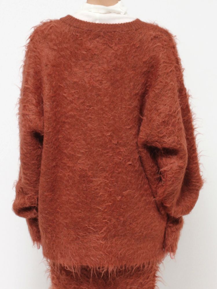 feather knit cardigan (orange) *JP