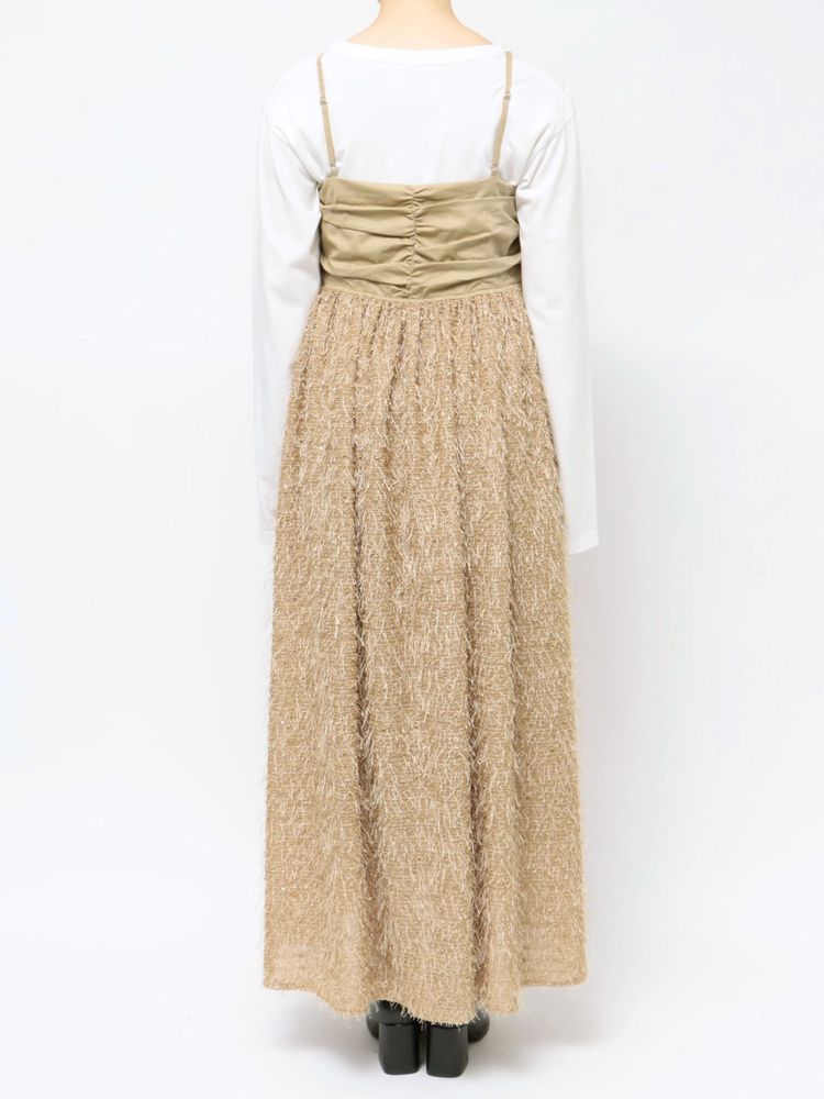 sequin design cami dress (beige) *JP