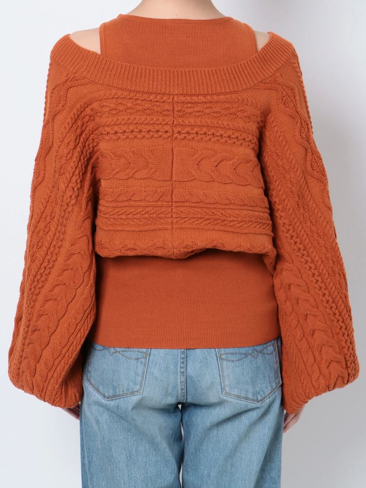 cable knit bolero set (orange) *JP