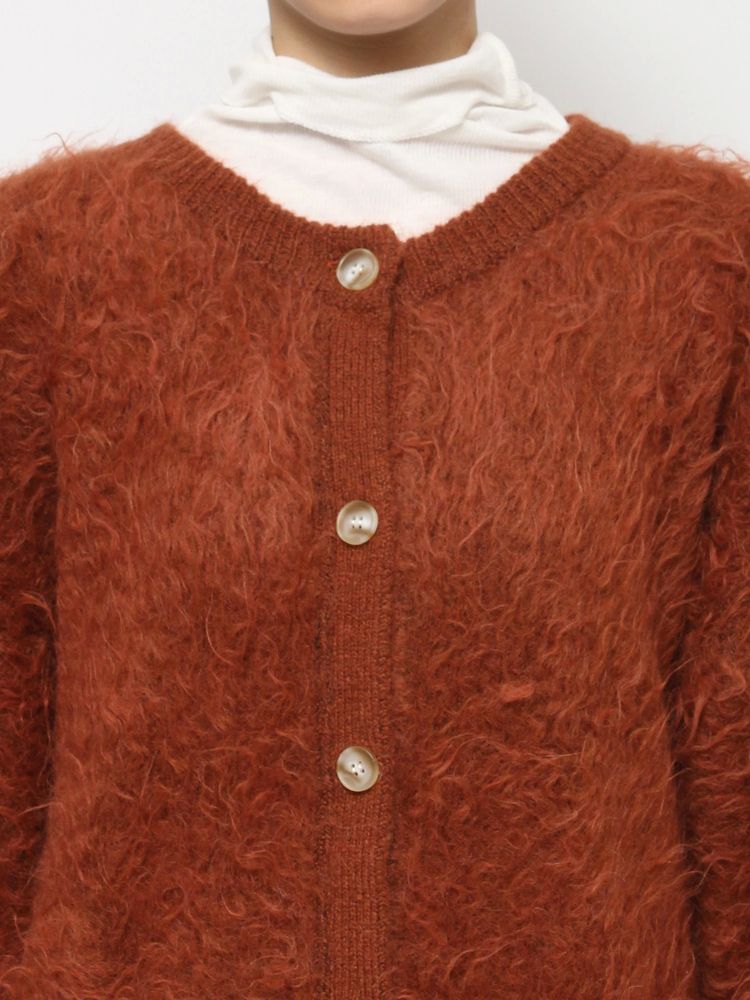 feather knit cardigan (orange) *JP