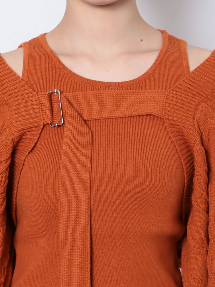 cable knit bolero set (orange) *JP