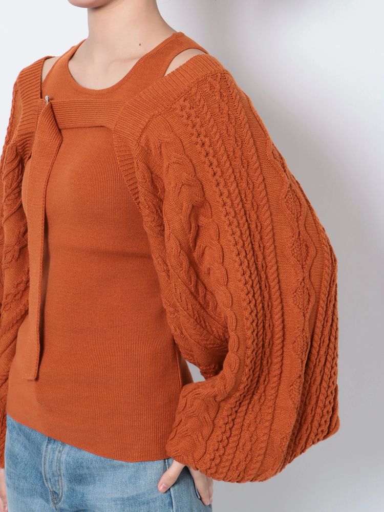 cable knit bolero set (orange) *JP