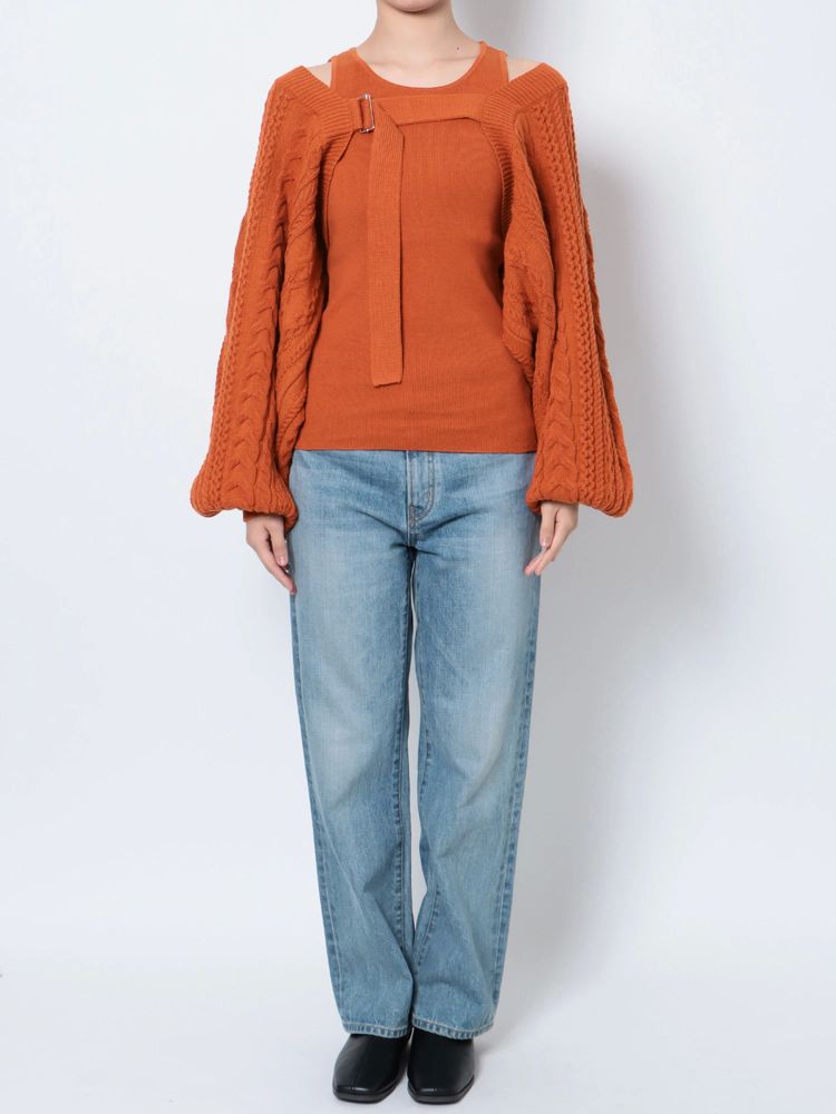 cable knit bolero set (orange) *JP