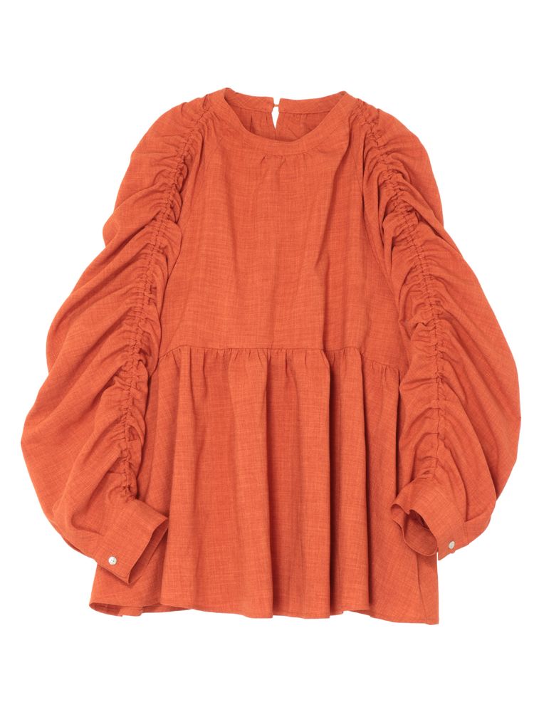 sleeve gathered blouse (orange) *JP