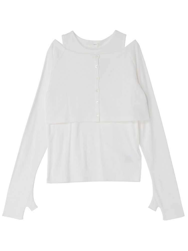 long sleeve tee set (white) *JP