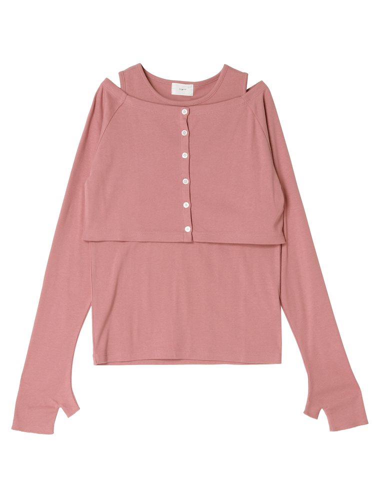 long sleeve tee set (pink) *JP