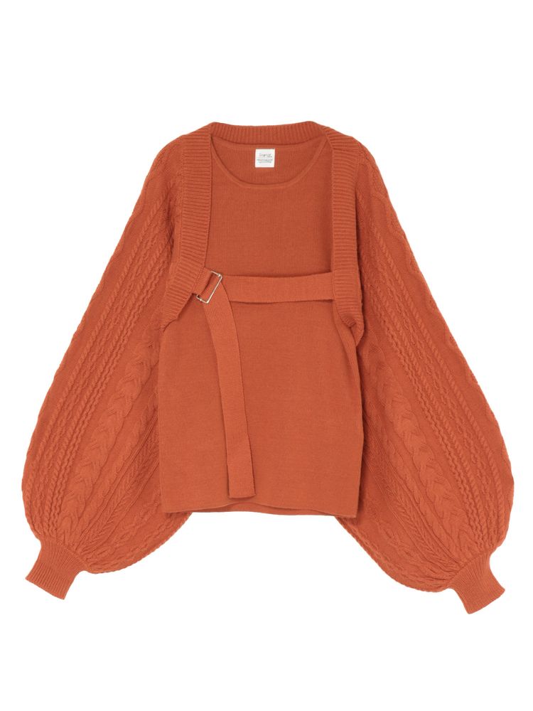 cable knit bolero set (orange) *JP