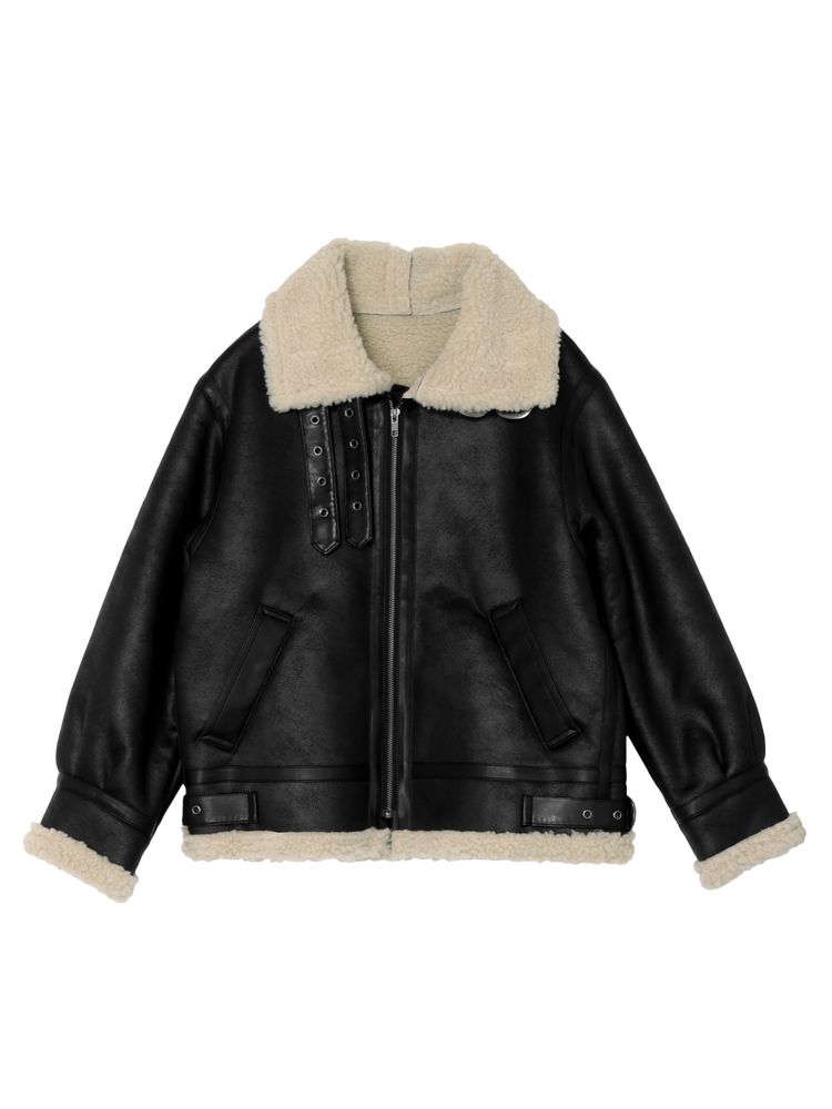 faux mouton boa coat (black) *JP