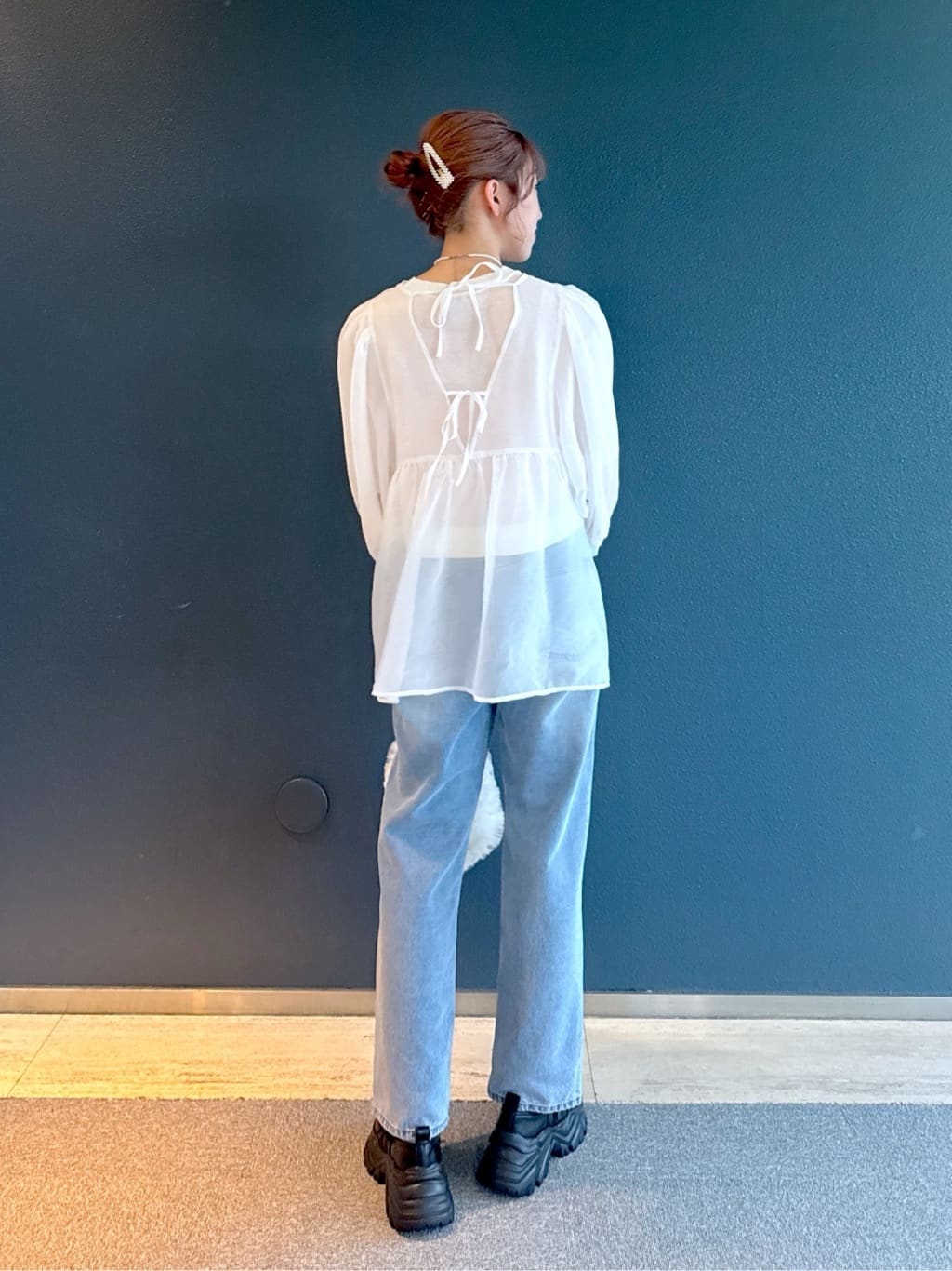 organdy volume blouse (white) *JP