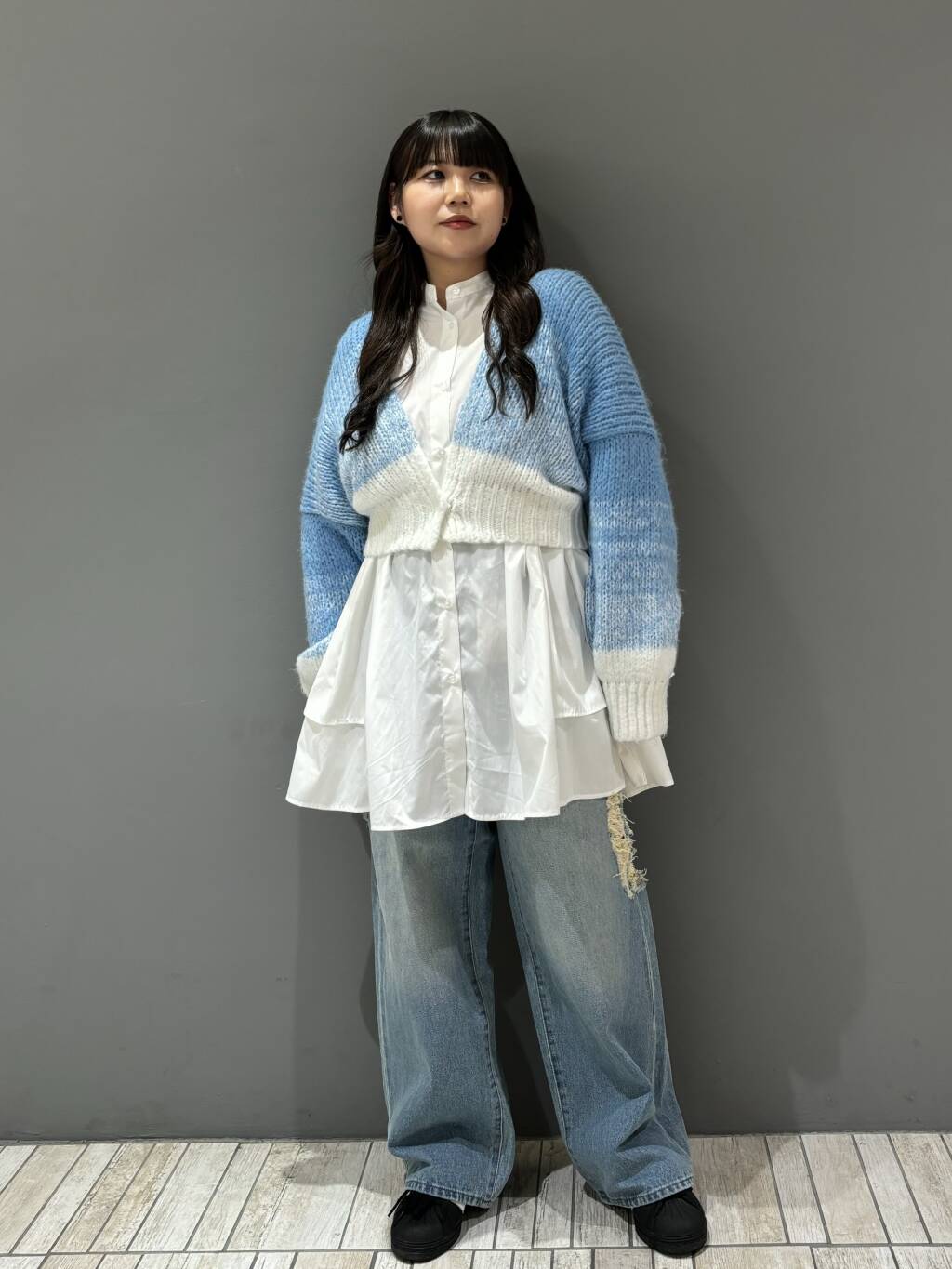 gradient short cardigan (off mix) *JP