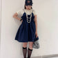 shirred mini dress (navy) *JP