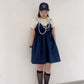 shirred mini dress (navy) *JP